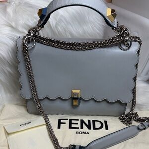 Fendi Kan I Scalloped Leather Shoulder Bag